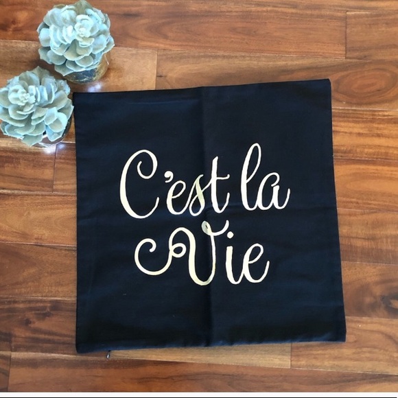 NWOT graphic square throw pillow case black & gold - Picture 1 of 5